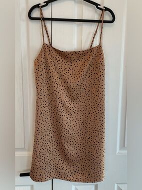 Garage Cheetah Satin Slip Dress Size M Adjustable Straps Animal Print Mini